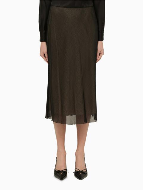 Vince Black and beige viscose midi skirt