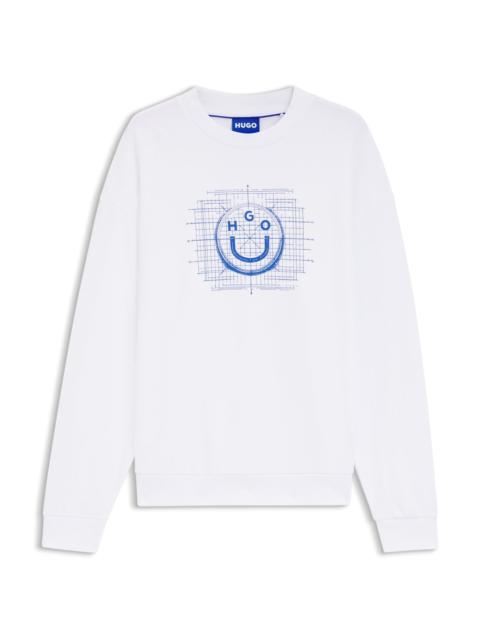 HUGO LOGO-ARTWORK SWEATSHIRT IN COTTON TERRY