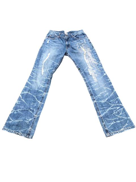 Nylaus Distressed Thunder Strike Wings Paint Lo Rise Jean
