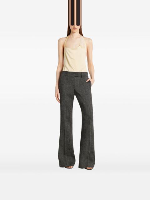 asymmetric lace-embellished top