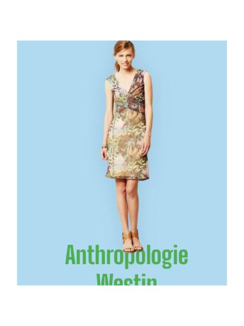Other Designers ANTHROPOLOGIE Weston Watercolor Garden Party Dress Large 8 10 12
