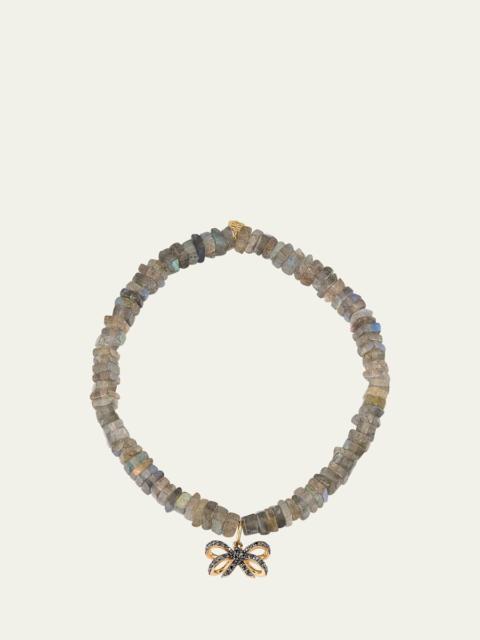 SYDNEY EVAN 14K Pave and Labradorite Bracelet with Double Bow Charm