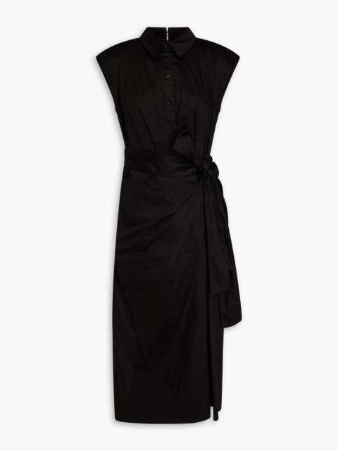 CAROLINA HERRERA Draped cotton-blend poplin midi shirt dress
