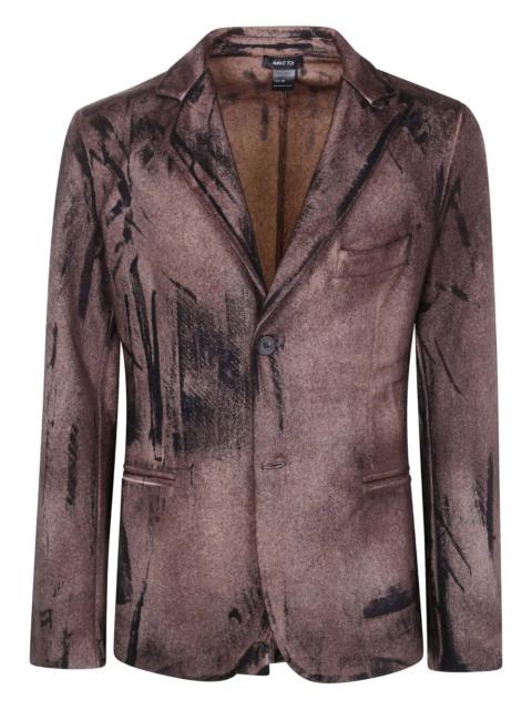 Avant Toi Felted Rever Jacket With Black Brush Strokes Effect