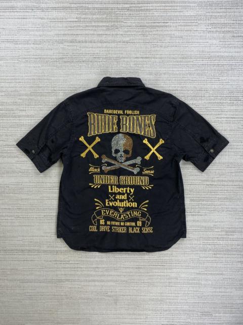 Other Designers Hysteric Glamour × Vintage - Vintage Rude Bones Embroidery Shortsleeve Button Ups Shirt