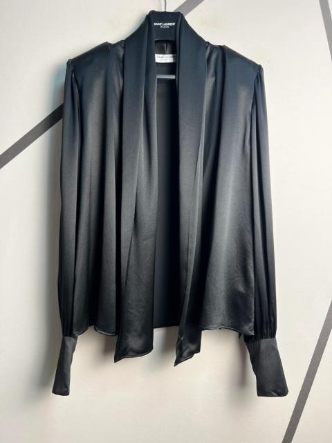 SAINT LAURENT Saint Laurent SLP Spring/Summer 2024 runway style satin halter neck pleated shoulder padded silk car