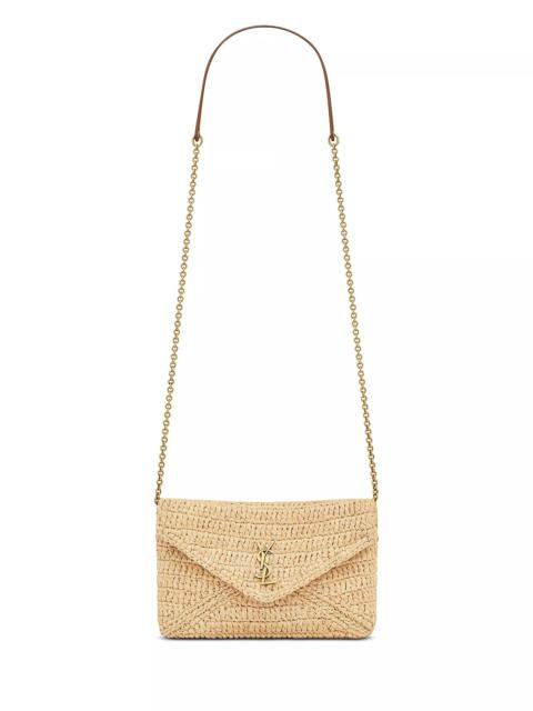 SAINT LAURENT Cassandre Chain Pouch In Raffia