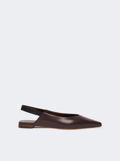 Max Mara Nappa leather flat slingbacks - BORDEAUX
