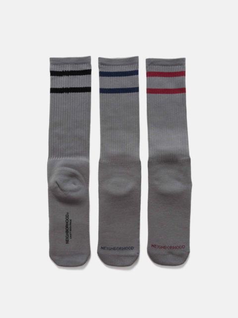 NEIGHBORHOOD Classic 3Pack Socks Gray