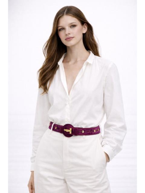 FERRAGAMO Salvatore Ferragamo Vara Design Suede Leather Belt