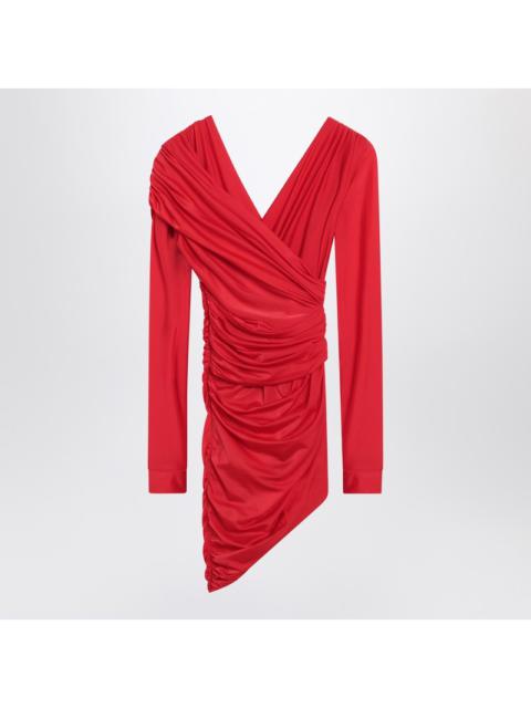 Balenciaga Draped Mini Dress In Red Jersey Women