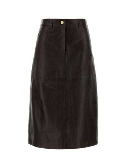 'S Max Mara S Maxmara Women Dark Brown Leather Gita Skirt