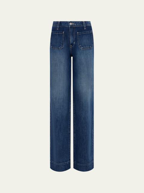 L'AGENCE Nolan High-Rise Patch Pocket Wide-Leg Jeans