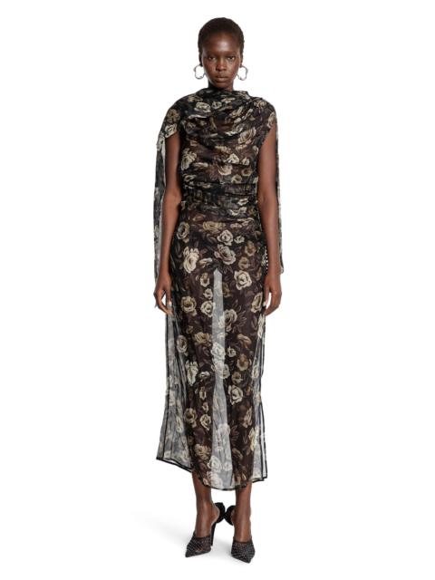 MAGDA BUTRYM Draped-High-Neck-Dress-In-Floral-Print