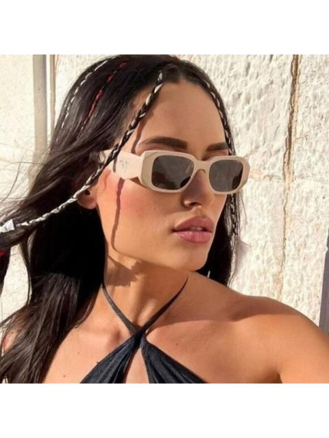 Prada NEW Prada PR17WS VYJ6X1 Powder Beige Brown Rectangle Unisex Sunglasses