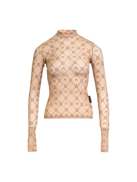 Marine Serre Moonogram Mesh Flock  Highneck Top