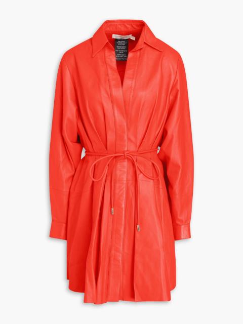 Zimmermann Pleated leather mini shirt dress