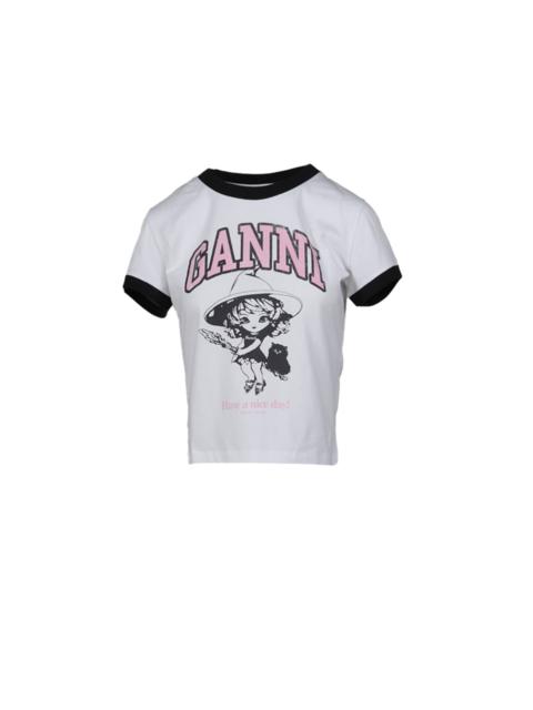 GANNI BASIC JERSEY WITCH SMALL T-SHIRT / BRIGHT WHT