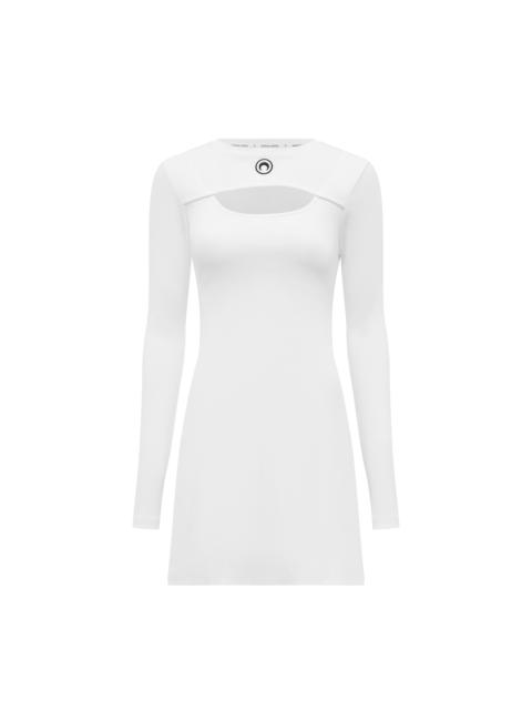 Marine Serre Moon Logo Ribbed Jersey Mini Dress