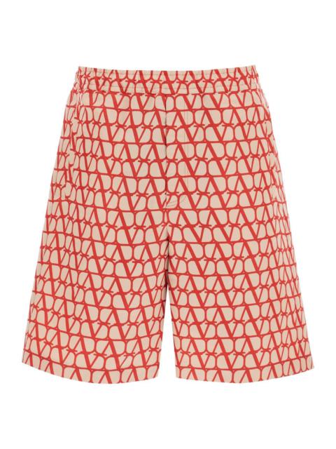 Valentino Shorts In Silk Faille With Toile Iconographe Motif