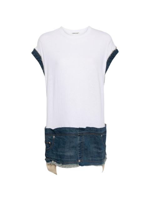 UNDERCOVER denim-trim cotton top