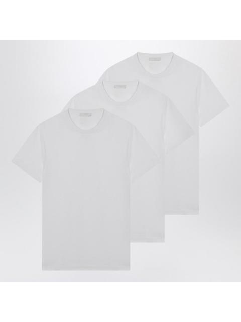 Prada Prada Set Of Three White Cotton T-Shirts Men