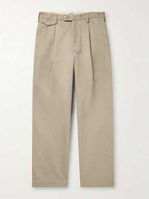 Finx Straight-Leg Pleated Cotton-Twill Trousers