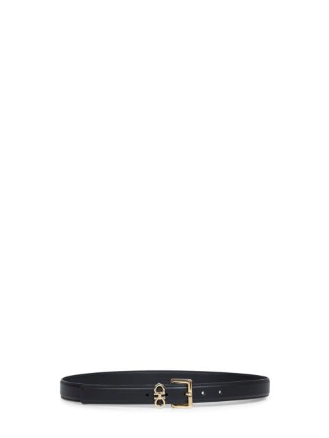 FERRAGAMO Ferragamo Women Black Smooth Leather Double Gancini Belt