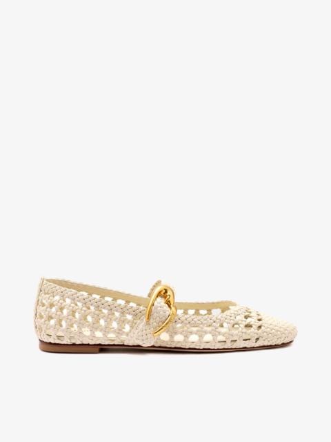Larroudé Verona Macrame Ballet Flat In Ivory Leather