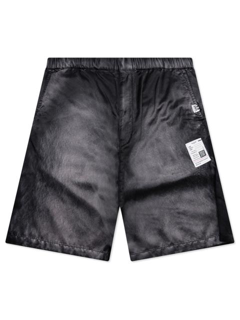 Maison MIHARAYASUHIRO AGED SATIN SHORTS - BLACK
