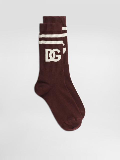 Dolce & Gabbana Fine-rib cotton socks with logo