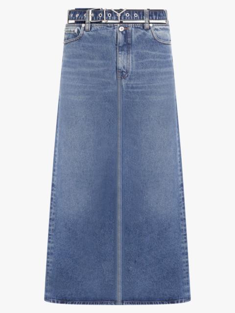 Y/Project Y BELT DENIM MIDI SKIRT | EVERGREEN VINTAGE BLUE