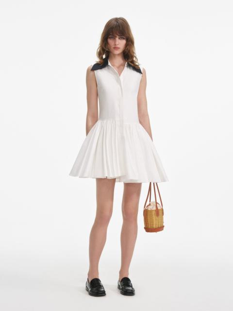 self-portrait White Cotton Contrast Collar Mini Dress