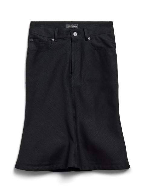 BALENCIAGA Women's Godet Midi Skirt in Black