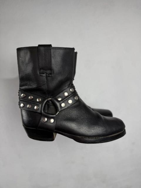 Other Designers Bill Montana Vintage Leather Studded Harness Biker Boots 00s