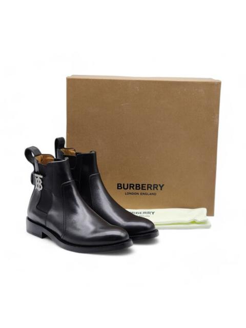 Burberry Luke TB Monogram Buckle Leather Chelsea Boot in Black 40 $1050