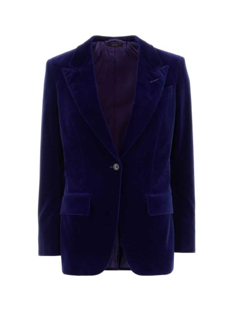 TOM FORD Blue Stretch Velvet Blazer