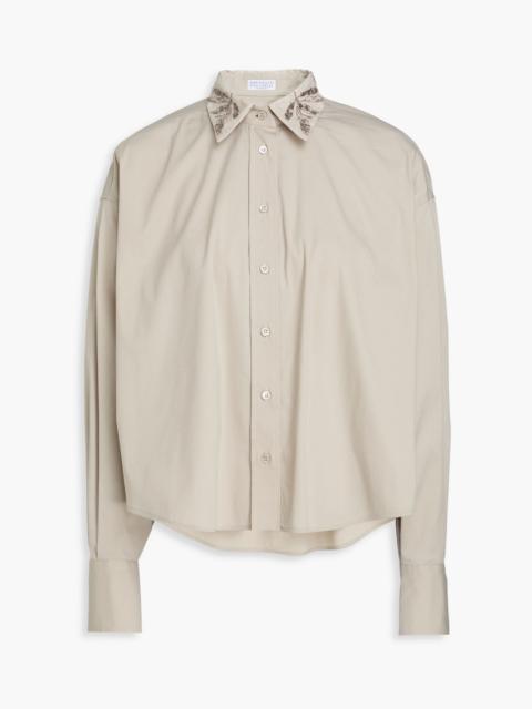 Brunello Cucinelli Embellished cotton-blend poplin shirt
