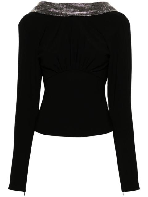 ROLAND MOURET rhinestone-embellished cowl-neck blouse
