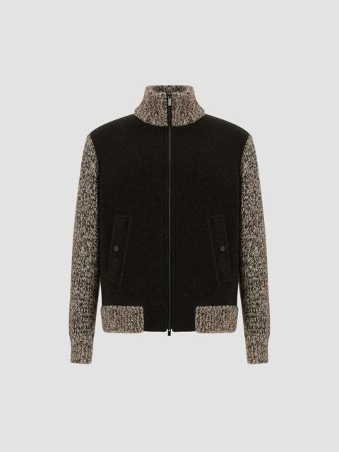 Paul & Shark HYBRID ZIP-UP SWEATER IN WOOL AND ALPACA