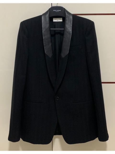 SAINT LAURENT Saint Laurent 21FW Runway Black Sheepskin Striped Suit