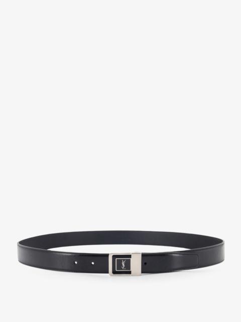 SAINT LAURENT Saint Laurent La 66 Leather Belt With Silver Metal Buckle