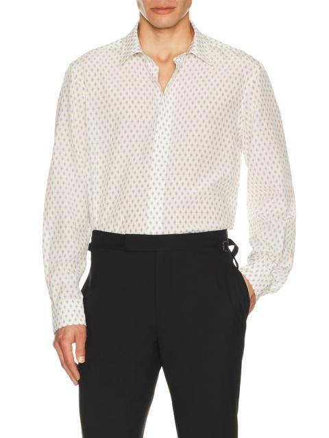 TOM FORD Crepe De Chine Diamond Print Fluid Fit Shirt