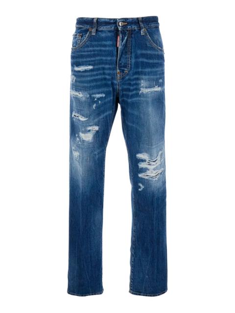 DSQUARED2 Dsquared2 Men '642' Blue Jeans With All-Over Ripped Details And Logo Patch On The Rear In Denim Man