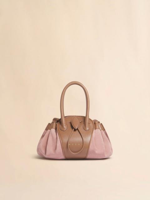 Marni PINK LEATHER AND SUEDE TULIPEA SMALL HANDBAG