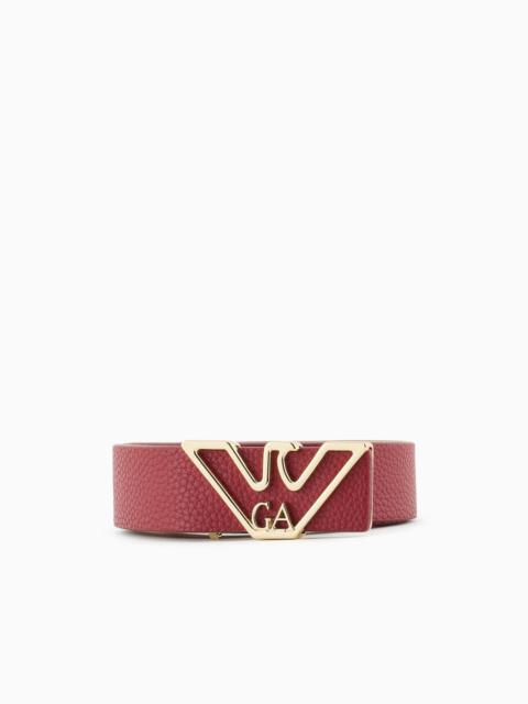EMPORIO ARMANI Belt with deer-print eagle plate