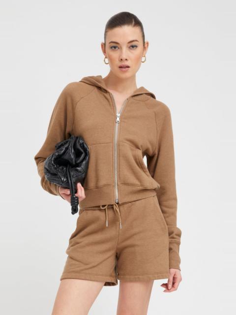 SPRWMN CAMEL SHRUNKEN ZIP UP HOODIE