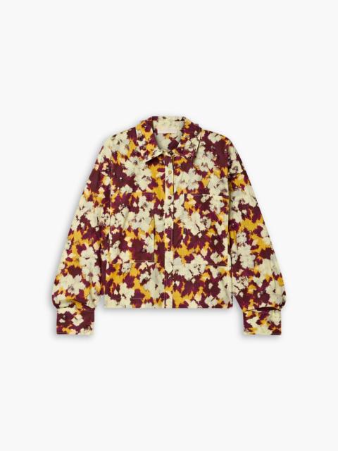ULLA JOHNSON Aria embellished printed cotton-poplin shirt