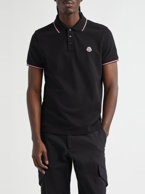 Moncler Tipped Cotton Piqué Polo in Black at Nordstrom