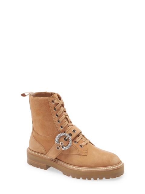 JIMMY CHOO Jimmy Choo Cora Crystal Buckle Combat Boot in Caramel/Crystal at Nordstrom